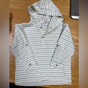 Striped Green and White Kids Hoodie linen boy girl